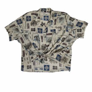 VINTAGE 90s top big cat animal print‎ plus shirt 2X